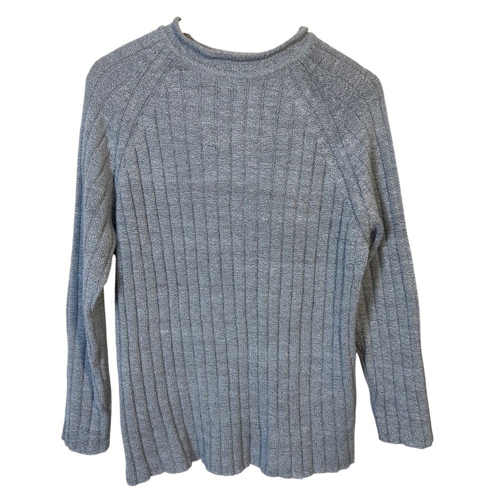 Mountain Lake Sweater Womens Blue Gray Roll Neck Ribbed Knit Crew Neck‎ Vintage